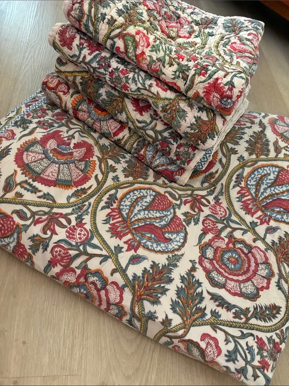 🍓 POTTERY BARN MIA BLOCK 6 piece duvet cover set Red Blue
